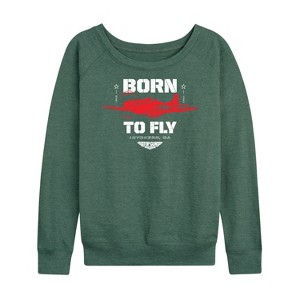Women's - Top Gun: Maverick - Born To Fly Lightweight French Terry Wide Neck Long Sleeve Shirt - 1 of 4