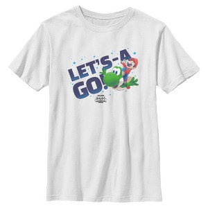 Boys The Super Mario Galaxy Movie Yoshi Ride Let's A Go T Shirt