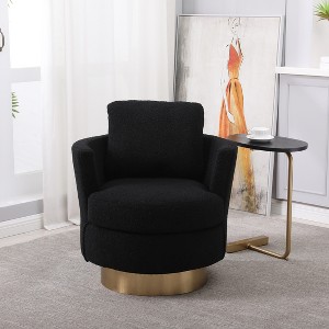 Teddy Fabric Swivel Bucket Chair, Living Room Armchair with Gold Metal Base - ModernLuxe - 1 of 4