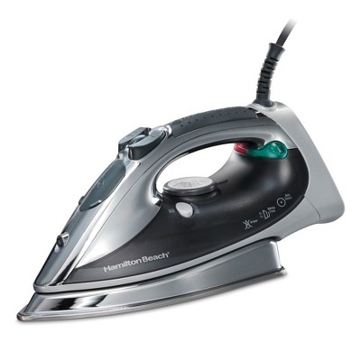 Hamilton Beach Professional Iron Stainless Steel Soleplate with Auto Shut-Off Anti-Drip: 1500W, Vertical Steam, 8oz Tank