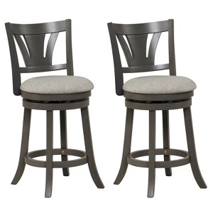 Costway 26.5'' Swivel Bar Stool Counter Height with Curved Backrest & Rubber Wood Legs - 1 of 4