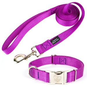 Country Brook Petz Premium Nylon Dog Collar and Leash Set for Small Medium Large Dogs - Vibrant 30+ Color Selection - 1 of 4