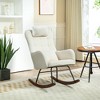 Aghana Digitals Cream White Teddy Fleece Nursery Rocking Chair with High Back, Headrest & Lumbar - 2 of 4