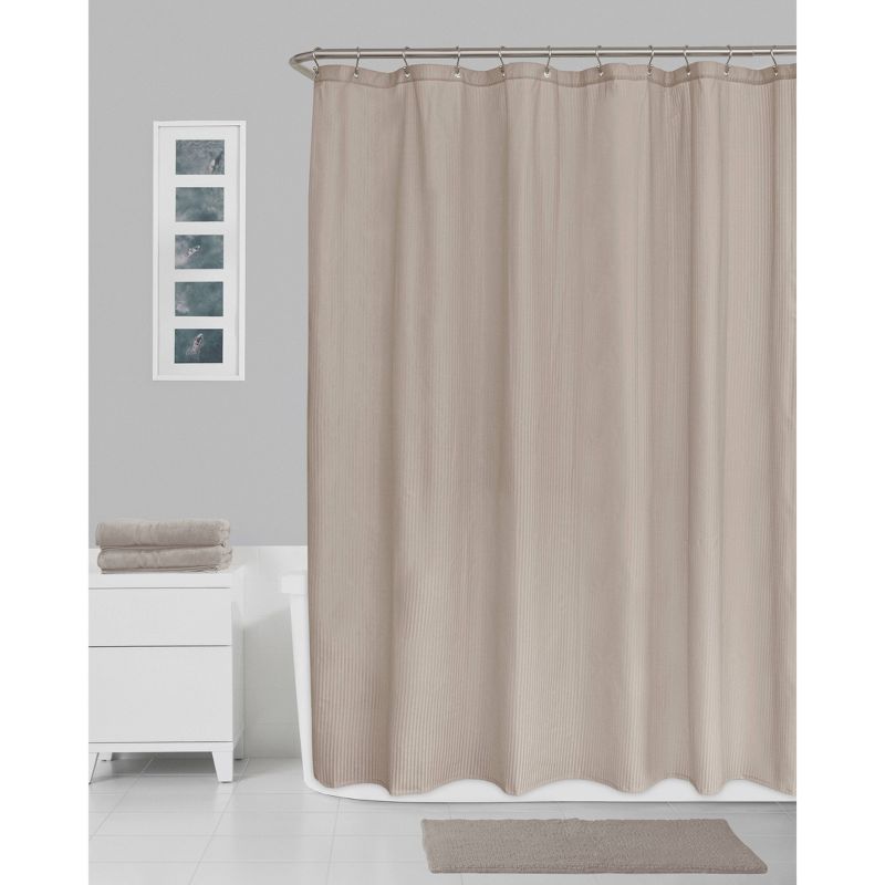 1pk Waterproof Striped Fabric Shower Curtain Liner Linen - Zenna Home, 3 of 7