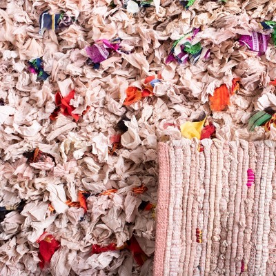 Hand-Tufted Shag Square Area Rug in Soft Blush, 6'x6'