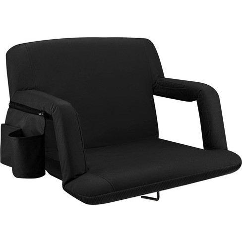 Home-Complete Stadium Chair with Wide Bleacher Cushion in Black