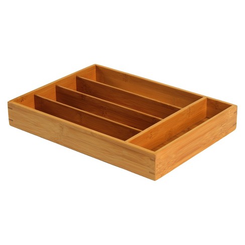 Bamboo 4-Part Expandable Cutlery Drawer Organizer 