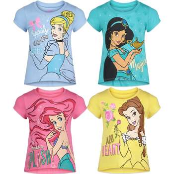 Disney Princess Belle Ariel Cinderella 4 Pack T-Shirts Infant to Big Kid