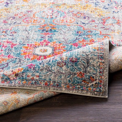 Multicolor Synthetic Stain-Resistant Rectangular 7'10" x 10'3" Area Rug
