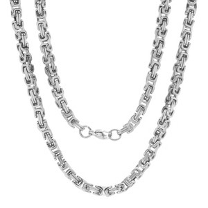 Steeltime Men's stainless steel byzantine necklace. Color Options: Multicolored, Gold/Brown, Silver, Blue/Black, Blue/Gold - 1 of 4