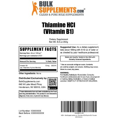 BulkSupplements Vitamin B1 (Thiamine HCL) Powder
