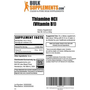 BulkSupplements Vitamin B1 (Thiamine HCL) Powder - 1 of 4