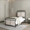 Racxily Twin Upholstered Bed Frame, Linen Fabric Headboard & Footboard with Metal Platform - 3 of 4