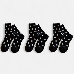 Anna-Kaci Women's 3-Pack Polka Dot Ankle Socks with Soft Knit Texture and Classic Dotted Design - 1 of 2