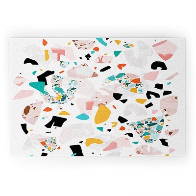 Evamatise Mixed Mess I Collage Terrazzo Large Welcome Mat - Society6