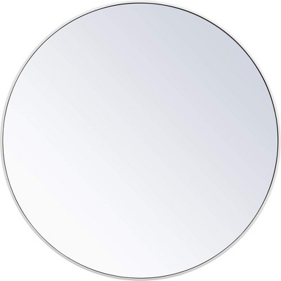 Elegant White Round Metal Frame Mirror 42 Inch