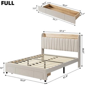 TackView  Bed Frame with Storage Headboard Charging Station - Wooden Platform Bed with Large Drawers No Box Spring Needed Easy Assembly - 1 of 4
