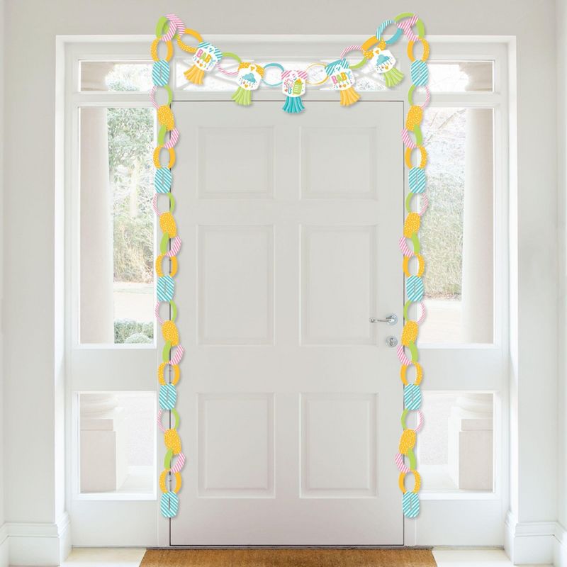 Big Dot of Happiness Colorful Baby Shower - 90 Chain Links and 30 Paper Tassels Decoration Kit - Gender Neutral Party Paper Chains Garland - 21 feet, 3 of 8