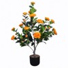 NicBex Artificial Camellia Tree 2 Pack, Faux Plant in Pot with Orange Flowers, Greenery Potted Plant for Indoor, Office Decor, Mother's Day Gift - 4 of 4