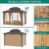 10x13 FT Outdoor Gazebo with Polycarbonate Double Roof, Aluminum Frame Pergola with Curtains and Netting for Patio, Garden, Patio, Lawns, Khaki - 4 of 4