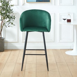 PAGED Modern Velvet Bar Stools Set of 2, Counter Height Bar Chair with Back and Metal Legs for Bar, Kitchen, Dining Room - 1 of 4