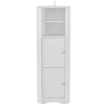TiramisuBest Black Triangle Bathroom Storage Cabinet with Adjustable Shelves, Freestanding Floor Cabinet for Home Kitchen