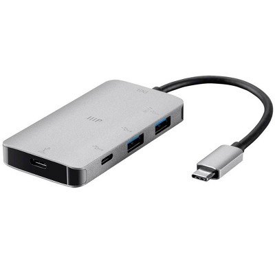 Monoprice USB-C to USB3.0 A x2 + USB 3.0 A(BC 1.2) + USB C Data & PD3.0 Charging | 100W, 5G, Aluminum Alloy, Nickel Plated - Consul Series