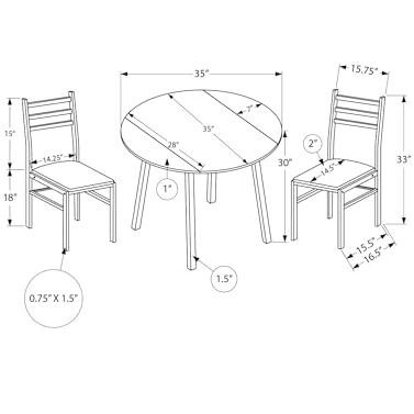 35" Gray Laminate Drop Leaf Dining Table Set with Black Metal Chairs