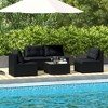 Costway 5 Piece Outdoor Furniture Set with Seat & Back Cushions Tempered Glass Tabletop Black/Blue - 4 of 4