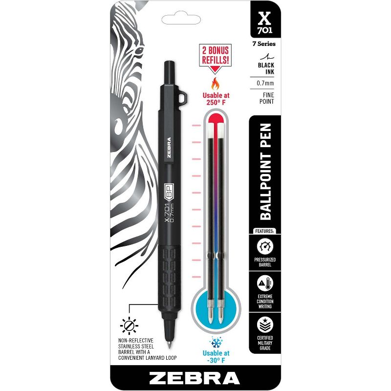 Zebra Ballpoint Pens Retractable Stainless Steel .7mm Black 29811, 1 of 2