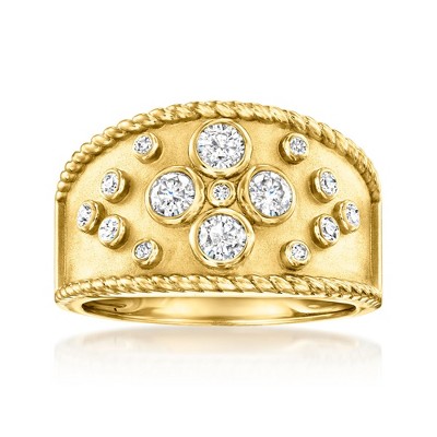 Ross-Simons 0.50 ct. t.w. Diamond Etruscan-Style Wide Ring in 18kt Gold Over Sterling