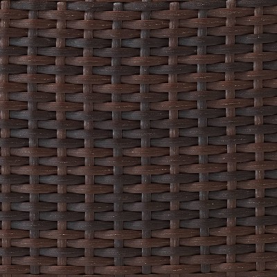 Beige Wicker Outdoor Loveseat with Steel Frame