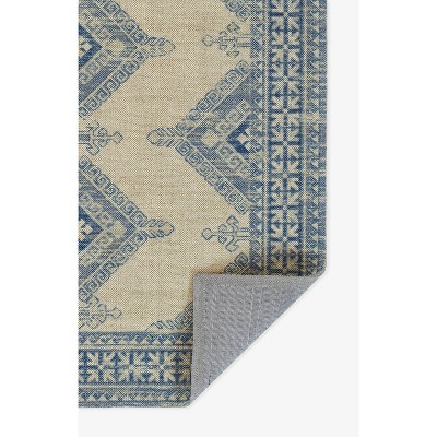 Ivory and Blue Medallion Wool Blend Area Rug 2' x 3'