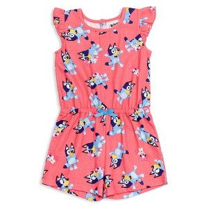 Bluey Bingo Polly Puppy French Terry Sleeveless Romper Infant to Big Kid - 1 of 4