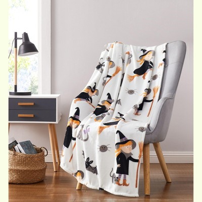 Kate Aurora Ultra Soft & Plush Halloween Friendly Witches & Bats Accent Throw Blanket Cover - 50 in. W x 70 in. L