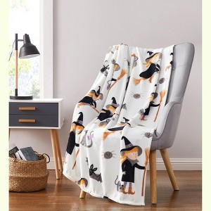 Kate Aurora Ultra Soft & Plush Halloween Friendly Witches & Bats Accent Throw Blanket Cover - 50 in. W x 70 in. L - 1 of 3