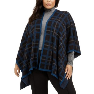 Anne Klein Womens Plaid Knit Cape Jacket - 1 of 1