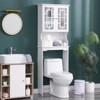 Erommy Over-The-Toilet Storage, Wooden Bathroom Organizer, with 2 Glass Doors & Adjustable Shelf for Bathroom, White - 3 of 4