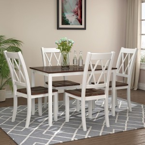 NicBex Dining Room Table Set for 4 Morden Kitchen Table with MDF Tabletop, 4 Cross Backrest Chairs for Dining Room - 1 of 4