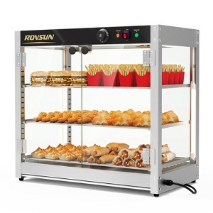 ROVSUN Commercial Food Warmer Display with Adjustable Shelf, 3-Tier Electric Countertop Warmers for Chicken, Bread, Pizza Warmer 800W 86℉-185℉ - 1 of 4