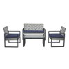 Hrinhom 4-Piece Patio Furniture Set,Modern Coffee Table with 2 Single Chairs and 1 Double Chair - 3 of 4