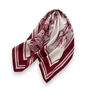 Anna-Kaci Women's Floral Print Square Scarf with Striped Border 26.7×26.7 inches - 1 of 4