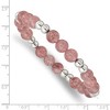 Chisel Stainless Steel Polished 6-8mm Strawberry Quartz Beaded Stretch Bracelet - 4 of 4