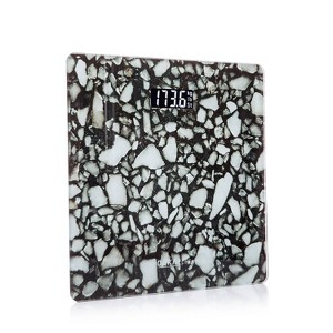 Digital Bathroom Body Weight Scale with LCD Screen Display Rose Light Terrazzo - DUKAP LIFE: Tempered Glass, Max 400 lbs, Includes Batteries - 1 of 4
