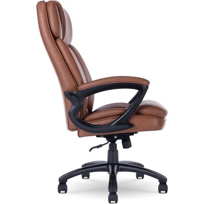 Cognac Faux Leather High Back Executive Swivel Chair