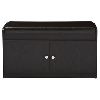 Margaret Espresso Dark Brown Shoe Cabinet with Cushioned Bench
