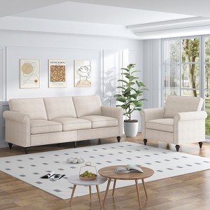 Mjkone 2-Piece Living Room Set，3-Seater Sofa Couch&Single Sofa Chair - 1 of 4