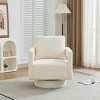 Swivel Boucle Accent Chair, 360° Rotating Club Chair with Removable Back Cushion for Living Room Bedroom-3irtyhousy - 2 of 4