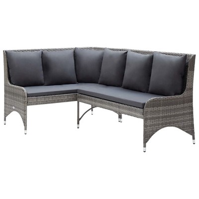 vidaXL 2X Patio Corner Sofas with Cushions Garden Outdoor Balcony Terrace Sofa Furniture Set Lounge Seating Left Rigt Sofa Poly Rattan Gray