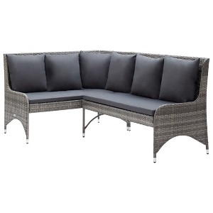 vidaXL 2X Patio Corner Sofas with Cushions Garden Outdoor Balcony Terrace Sofa Furniture Set Lounge Seating Left Rigt Sofa Poly Rattan Gray - 1 of 4